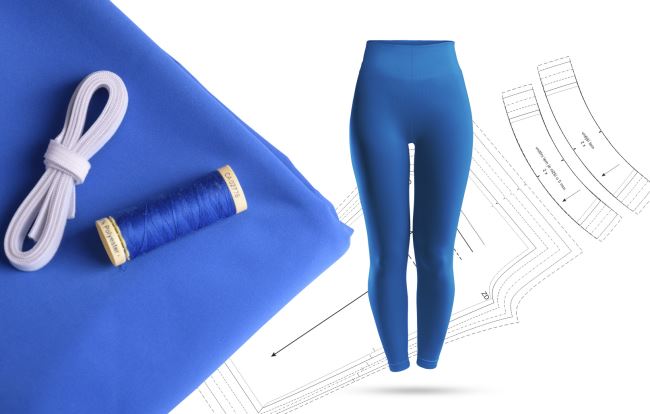 Zestaw do szycia legginsów sportowych w kolorze niebieskim SET38