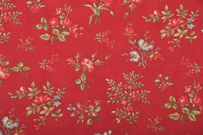 Bawełna z kolekcji Rosewood bordowa z kwiatami 44184-16