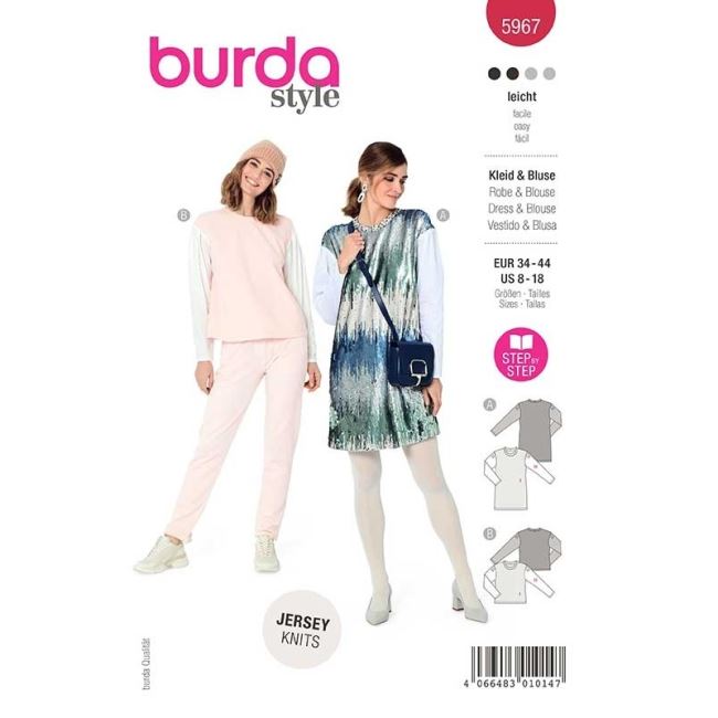 Wykrój Burda na damskie bluzeczki w roz. 34-44 5967