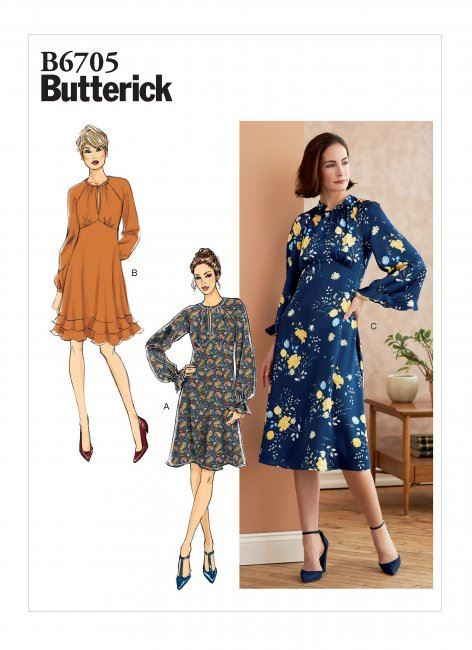 Wykrój Butterick na damską sukienkę w wielkości 44-52 B6705-E5