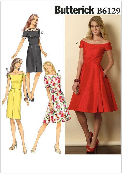 Wykrój Butterick na damskie sukienki w rozmiarze 42-50 B6129-E5