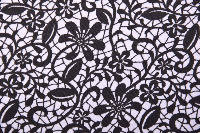 Tkanina bawełniana koszulowa biała z nadrukiem ornamentów 1596501/211