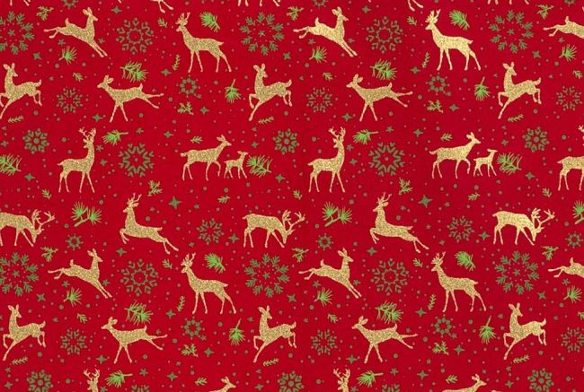 Tkanina bawełniana świąteczna z nadrukiem jeleni 16722/015