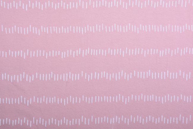 Dzianina bawełniana w kolorze różowym z nadrukiem kresek  K10134-131D
