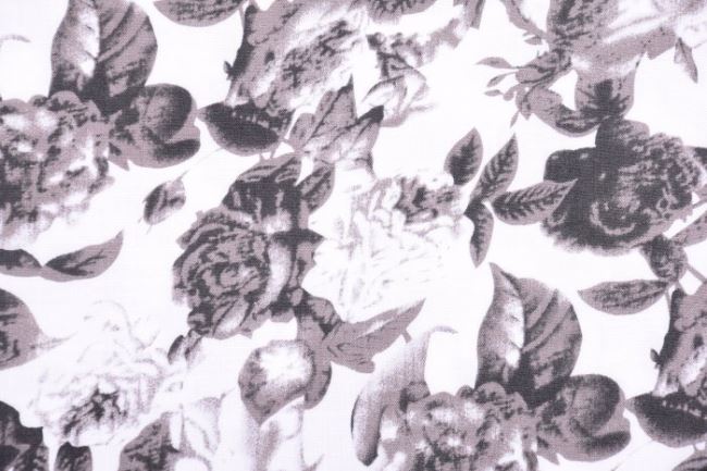 Elastyczna tkanina wiskozowa biała w kwiaty 11514/054