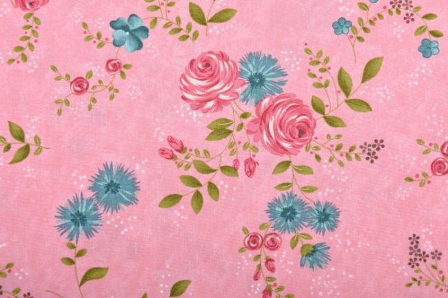 Amerykańska bawełna na patchwork z kolekcji Moda z kwiatowym wzorem 1779012