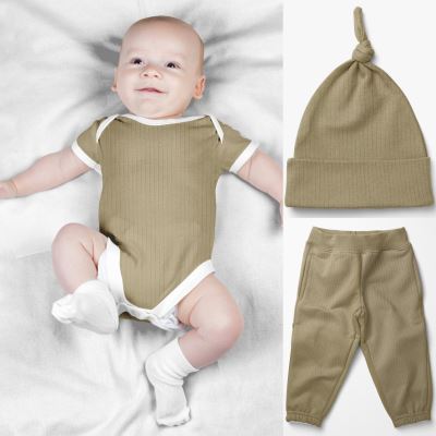Żebrowana dzianina z kolekcji BABY oliwowa 18497/026 (1)