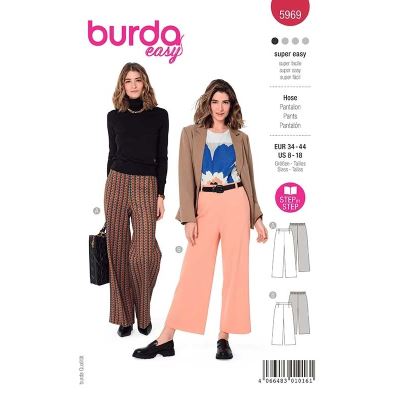 Wykrój Burda na damskie luźne spodnie 5969