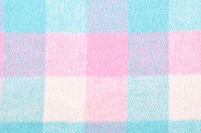 Tkanina płaszczowa pastelowa z nadrukiem kratki 62138