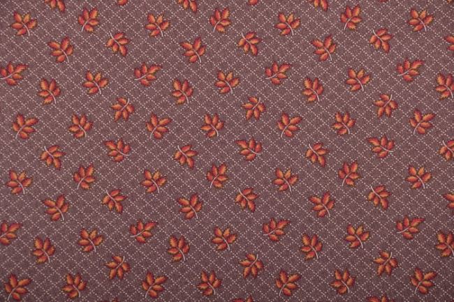 Amerykańska bawełna na patchwork z kolekcji Hickory road ciemnobrązowa w liście 38061-25