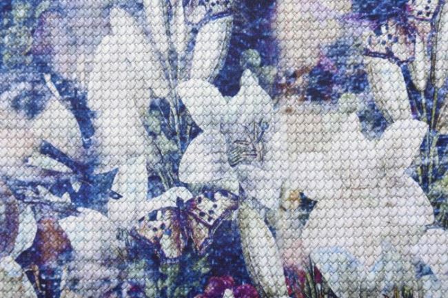 Dżersej wiskozowy z cyfrowym nadrukiem kwiatów 12325/950