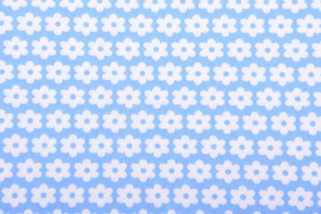 Tkanina bawełniana niebieska z nadrukiem białych kwiatków KC0072-205