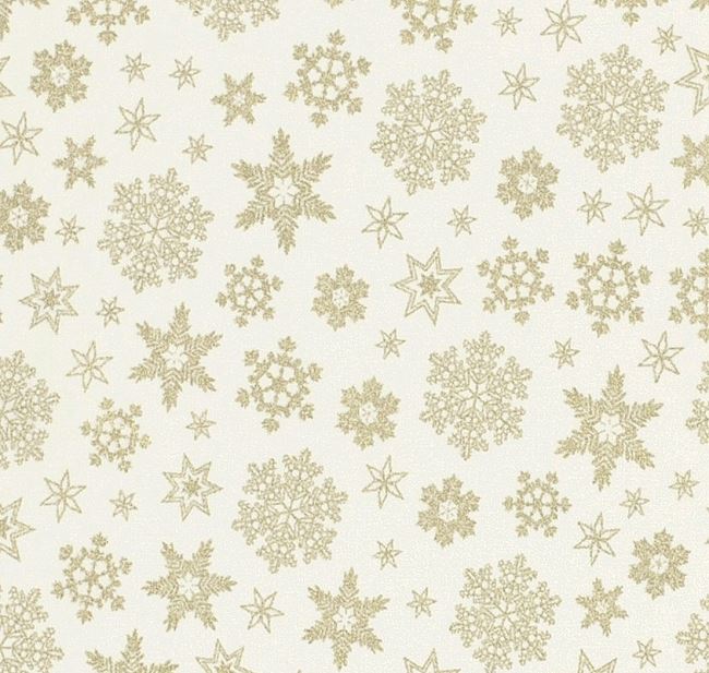 Świąteczna tkanina bawełniana kremowa z nadrukiem płatków śniegu 20708/051