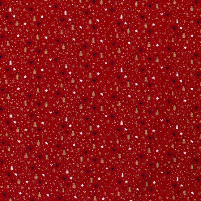 Tkanina bawełniana świąteczna czerwona z drobnym nadrukiem 14707/015