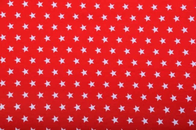 Dzianina bawełniana czerwona w białe gwiazdki AB9590-115