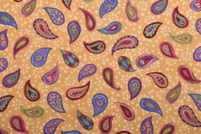 Amerykańska bawełna do patchworku beżowa z fioletowymi łezkami 199PYOPM/11