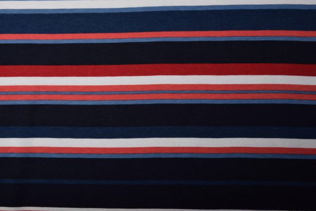 Dzianina bawełniana ze wzorem w kolorowe paski PAR151